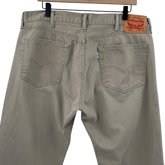 Levi's 505 Jeans Straight Leg 100% Cotton TAN Beige Denim  | 38 x 30 36" Waist - Picture 7 of 11